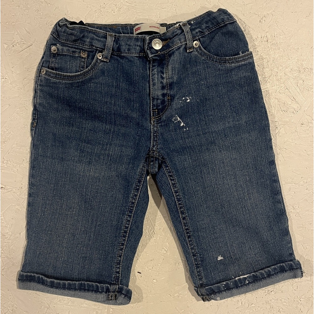 Girls Levi's‎ Bermuda Jeans Shorts Size 10 Reg Adjustable Waist Blue Denim